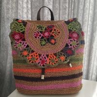 Boho hasır sırt çantası